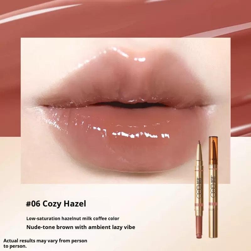 2-in-1 lip balm & lip liner duo in #06 Cozy Hazel, nude hazel lip color