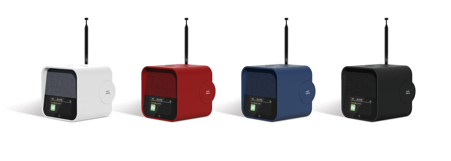 Bluetooth alarm clock radios with wireless charging, four colors: white, red, blue, black