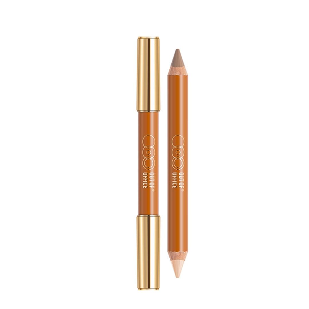 Out of Office contour & highlight duo pencil with gold caps, bronze and tan tips