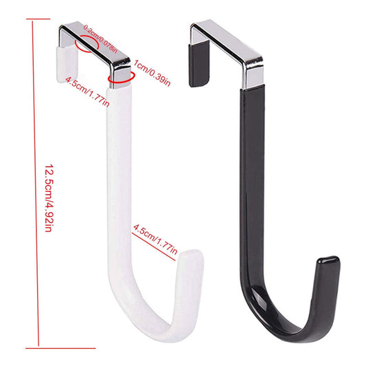 Black over-door hanger hook with chrome arm and rubber-coated protective bumper