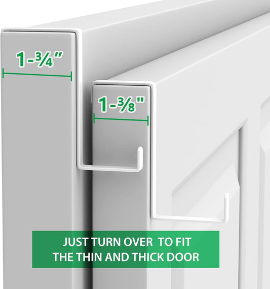White over-the-door Z hook with inner U clip for thin and thick door fit