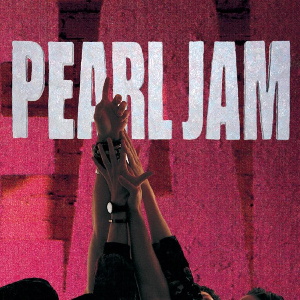 Pearl Jam album artwork poster with band figure under large lettering