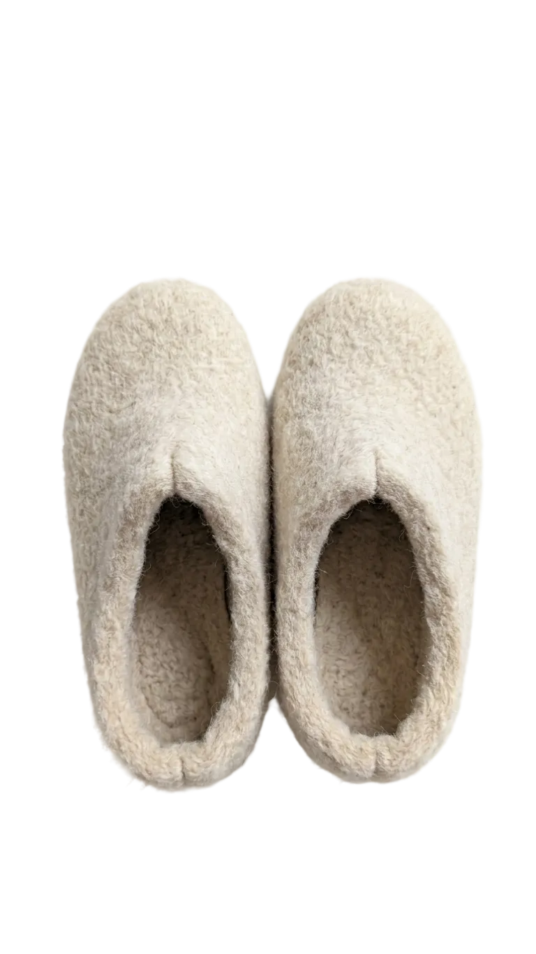Kids Wool Felt Slippers – Handmade 100% NZ Wool Children's House Shoes | Neutral Tones