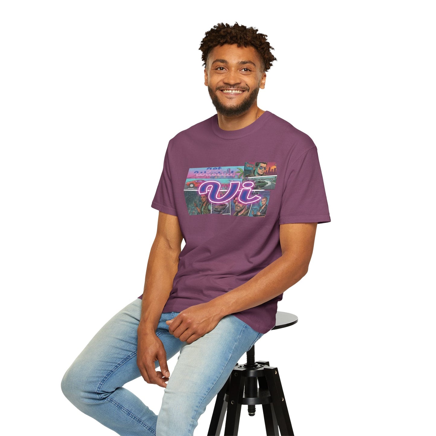 Vice City VI Retro Aesthetic Graphic Tee, Neon Miami Vibes T-Shirt