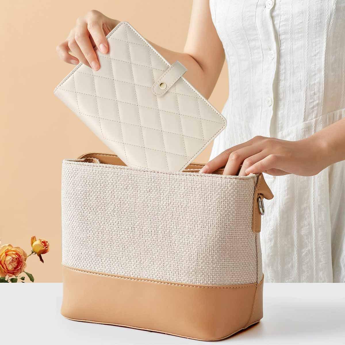 Quilted jewelry organizer binder insert in a fabric travel pouch with zipper