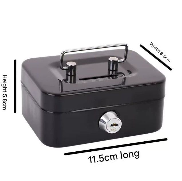 Pink Lockable Metal Cash Box with Coin Slot Portable Money Storage Box Small Savings Bank Key Lock Cash Holder Organiser for Coins Notes Home Office Use 115x85x58mm