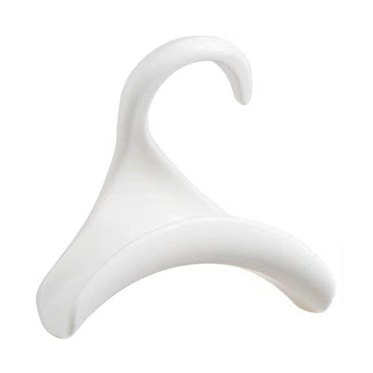 White purse hanger hook with smooth curved arms and arched top opening