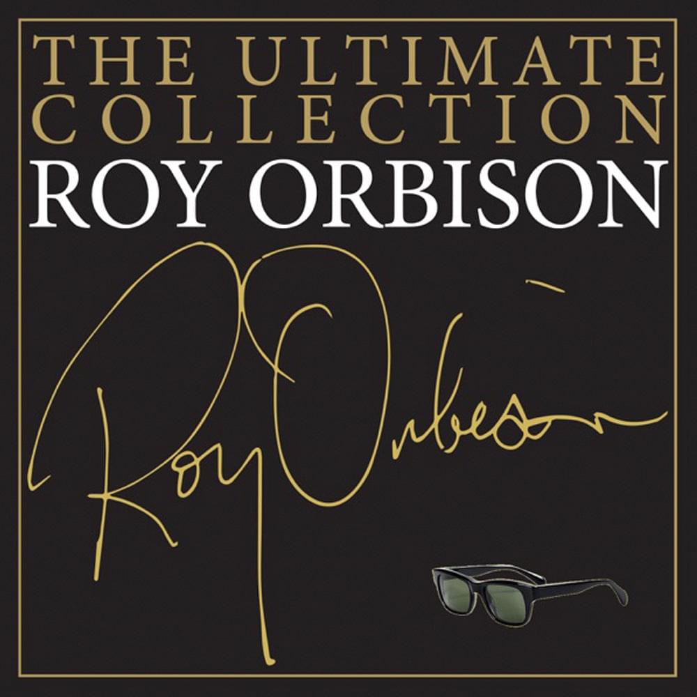 Vinyl album cover, black with gold text and Roy Orbison signature and glasses logo