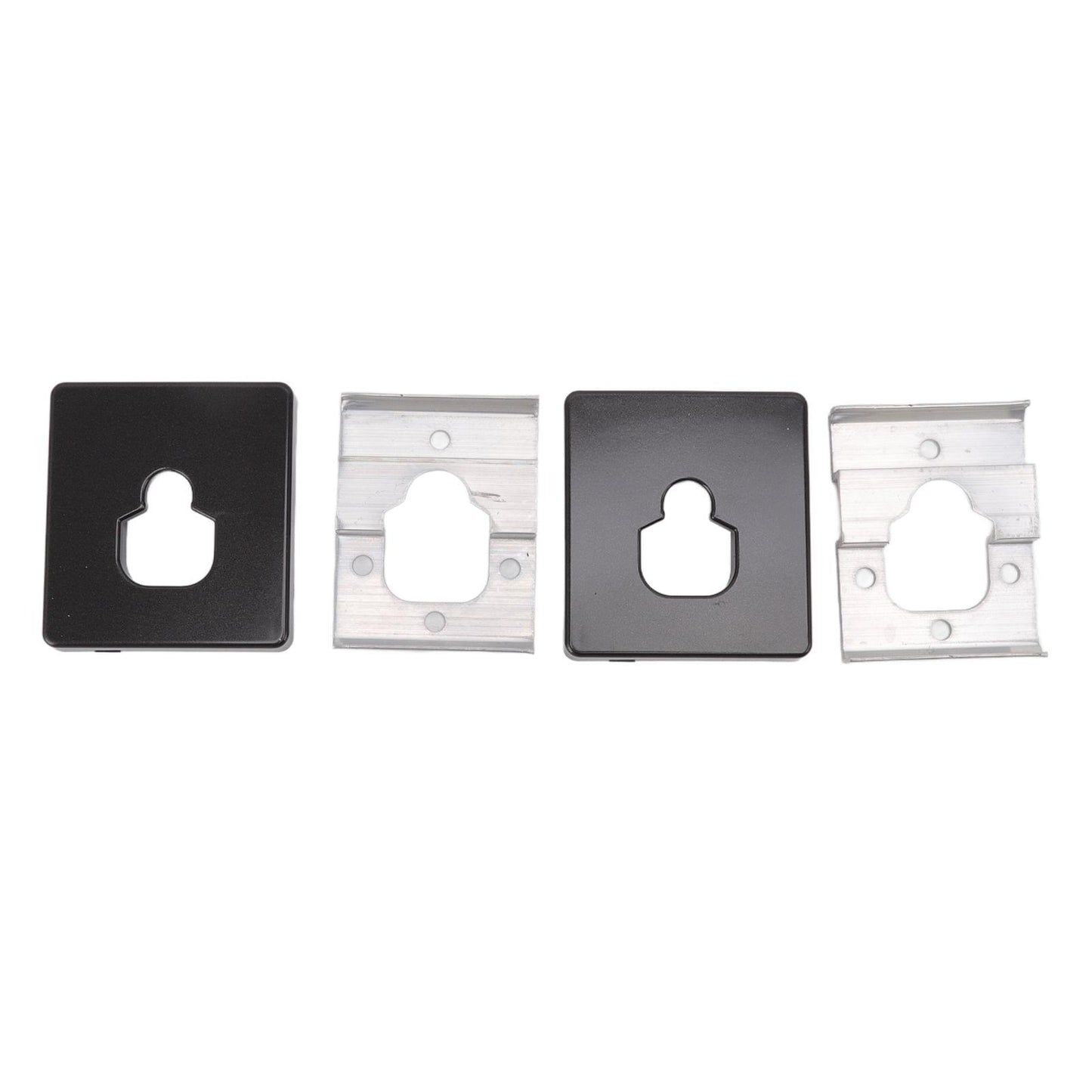 Retractable clothesline wall-mount cover plates: black and silver mounting brackets