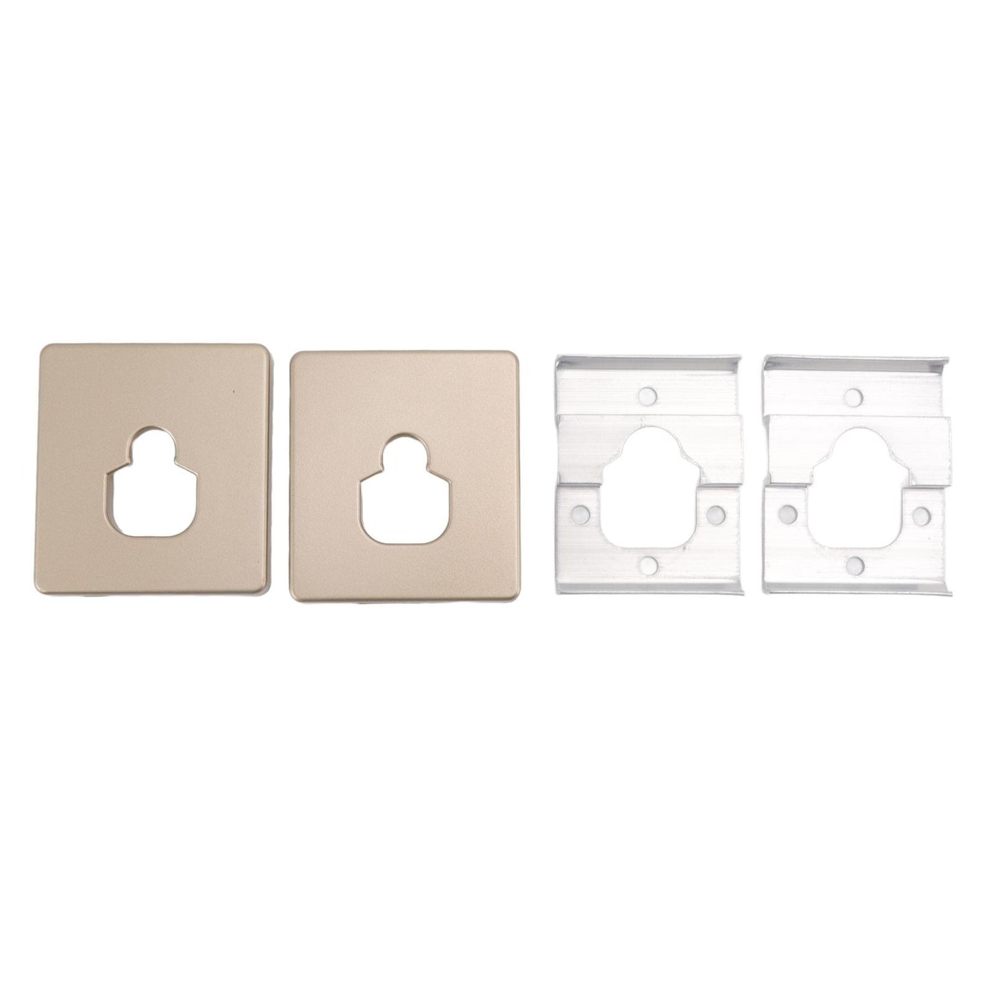 Retractable clothesline wall mount plates, gold, with mounting holes and hooks