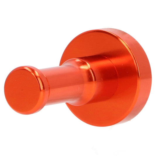Orange aluminum towel wall hook with round back plate and side knob