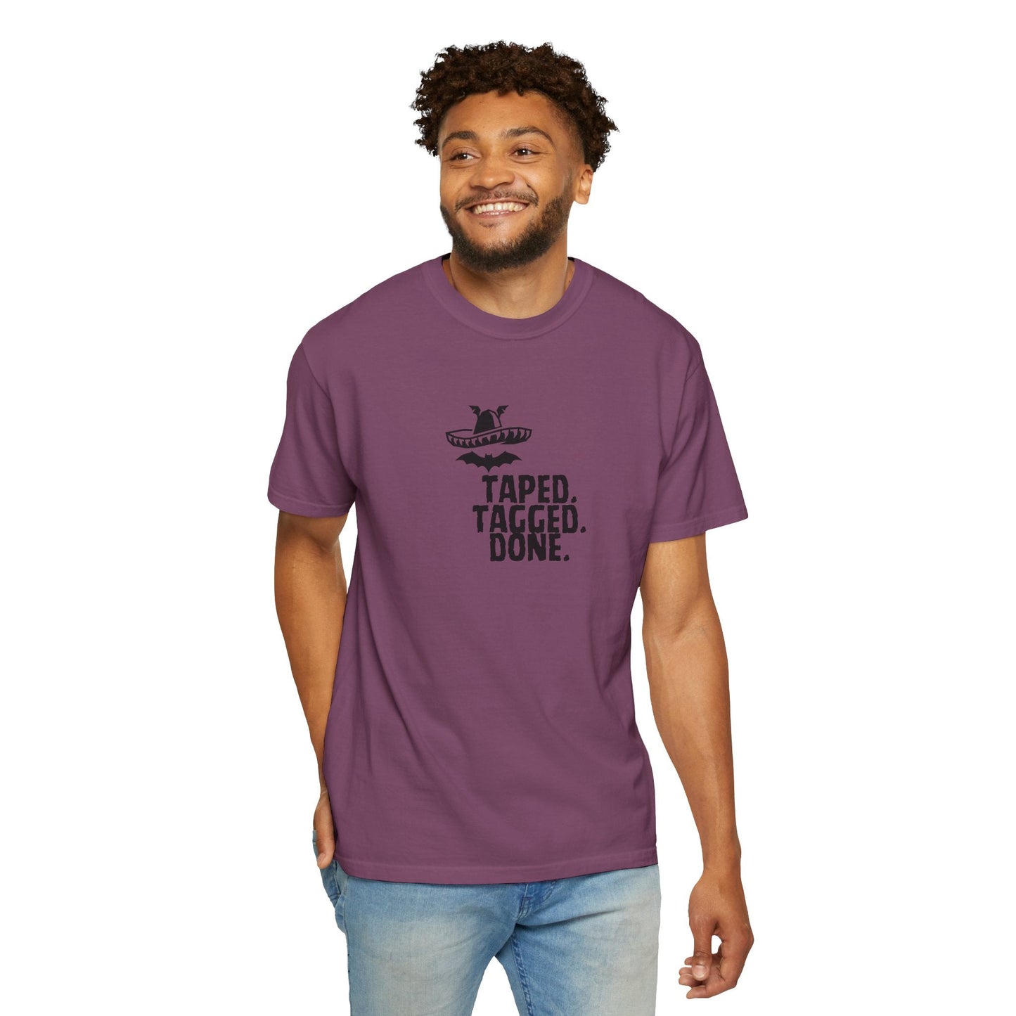 The Midnight Mariachi Taped Tagged Done Graphic Tee Bat Sombrero Heavyweight Cotton Shirt
