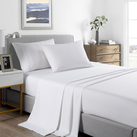 Royal Comfort 2000 Thread Count Bamboo Cooling Sheet Set Ultra Soft Bedding - Single - White.