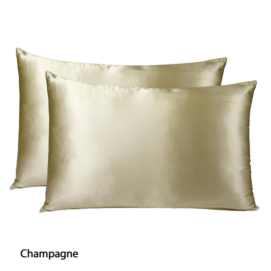 Royal Comfort Mulberry Soft Silk Hypoallergenic Pillowcase Twin Pack 51 x 76cm - Champagne.