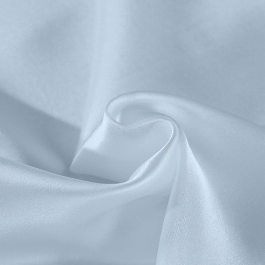 Soft blue pure silk fabric with smooth, glossy sheen