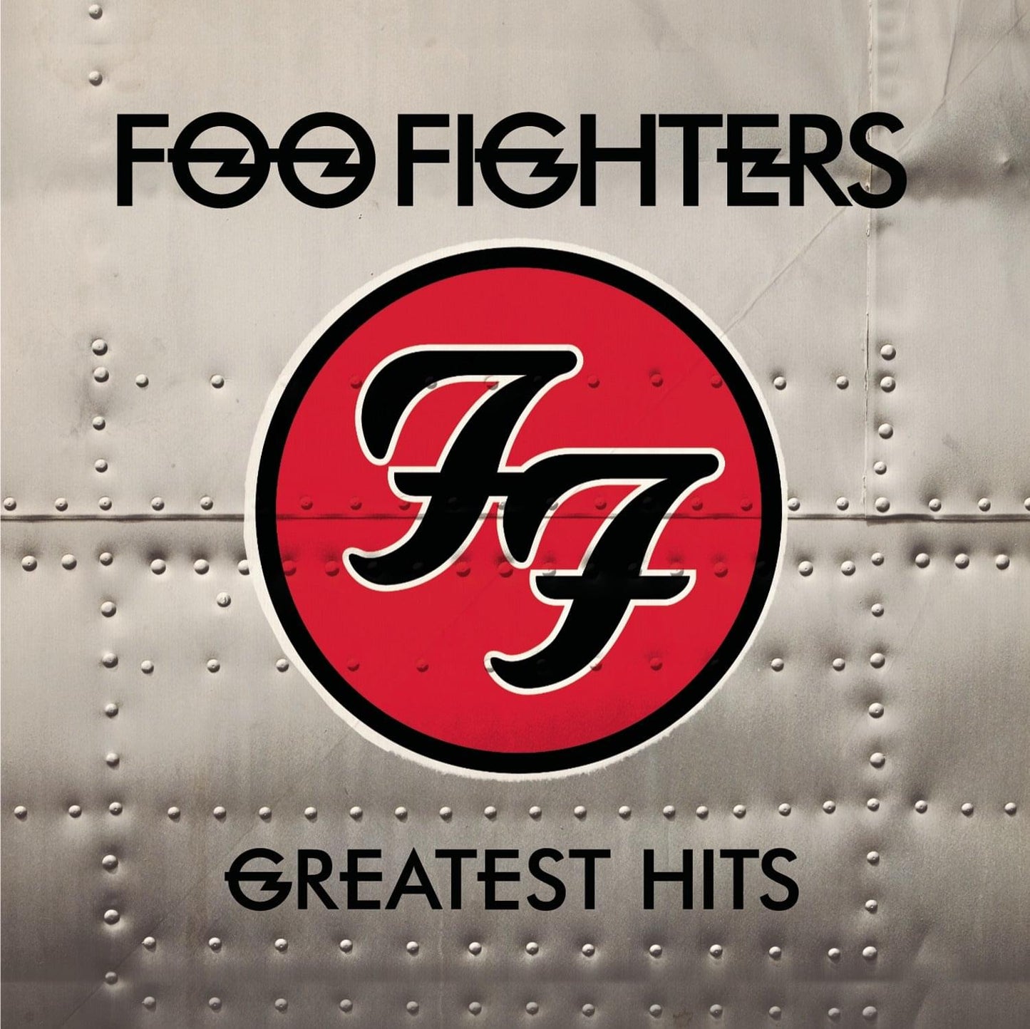 Foo Fighters Greatest Hits CD album cover with red emblem and band logo