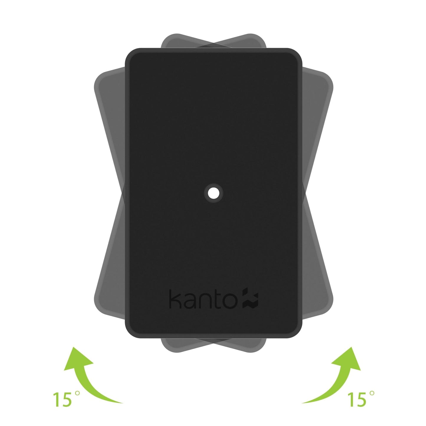 Black Kanto speaker stand plates, pair, with adjustable tilt shown at 15°.