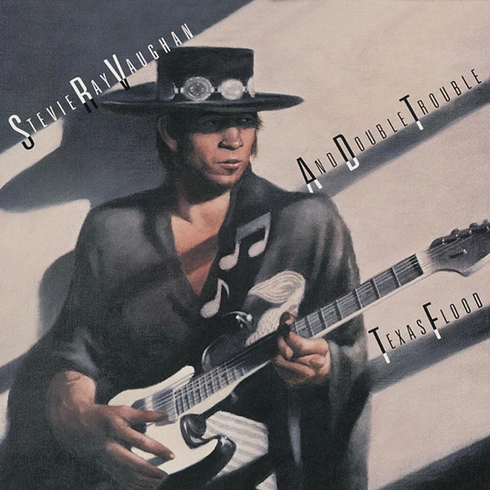 Vinyl album cover featuring a musician playing guitar with large title text