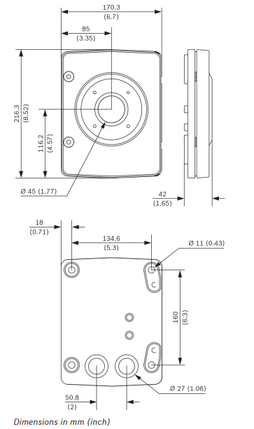 Bosch NDA-U-WMP Wall Mount Plate IP66 Weatherproof Back Plate for AUTODOME IP 5000i Cameras | Universal Wall, Corner & Pole Mount Adapter | White
