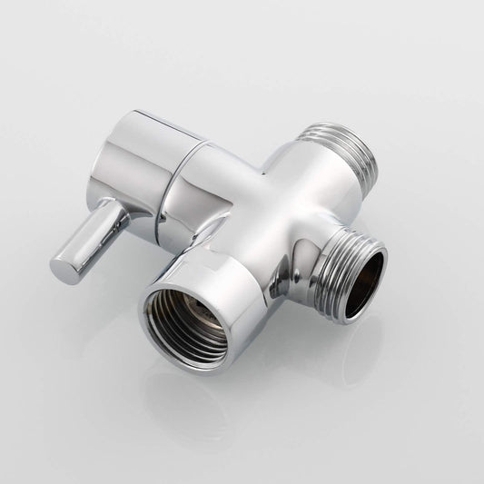 Shower water diverter valve, chrome with side handle and threaded ports