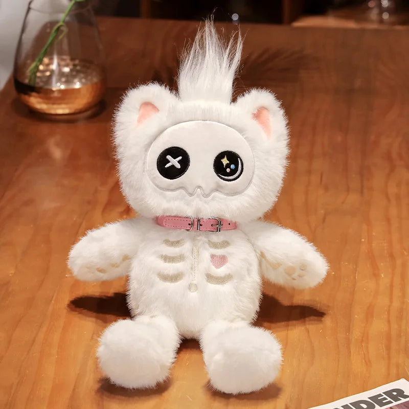 Gothic Skeleton Cat Plush Kawaii Spooky Stuffed Animal Creepy Cute Gothic Decor Gift