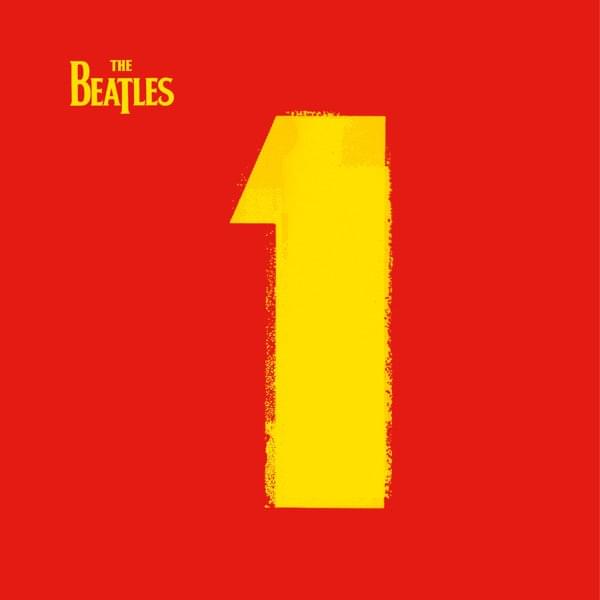 The Beatles 1 double vinyl album cover with Beatles logo and large yellow '1' on red
