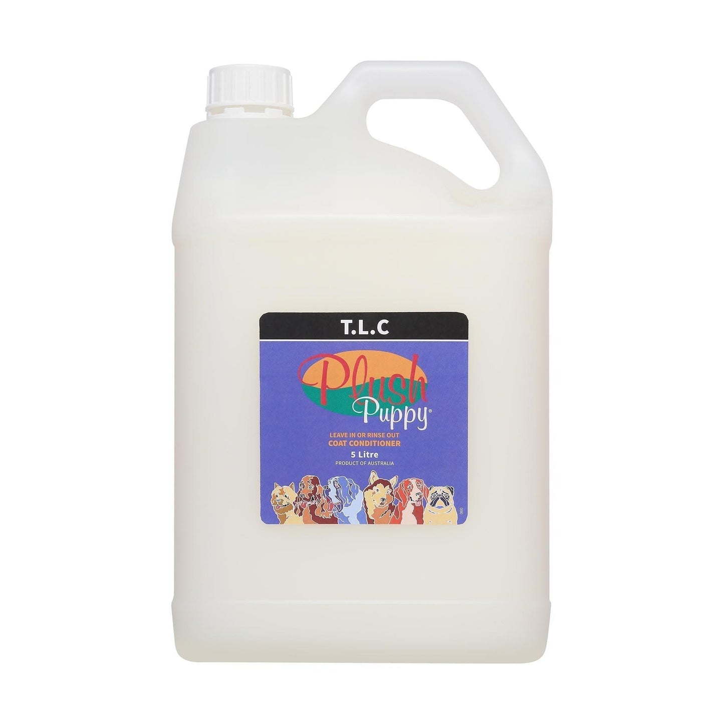 Plush Puppy TLC coat conditioner jug with handle, 5 litre, blue label