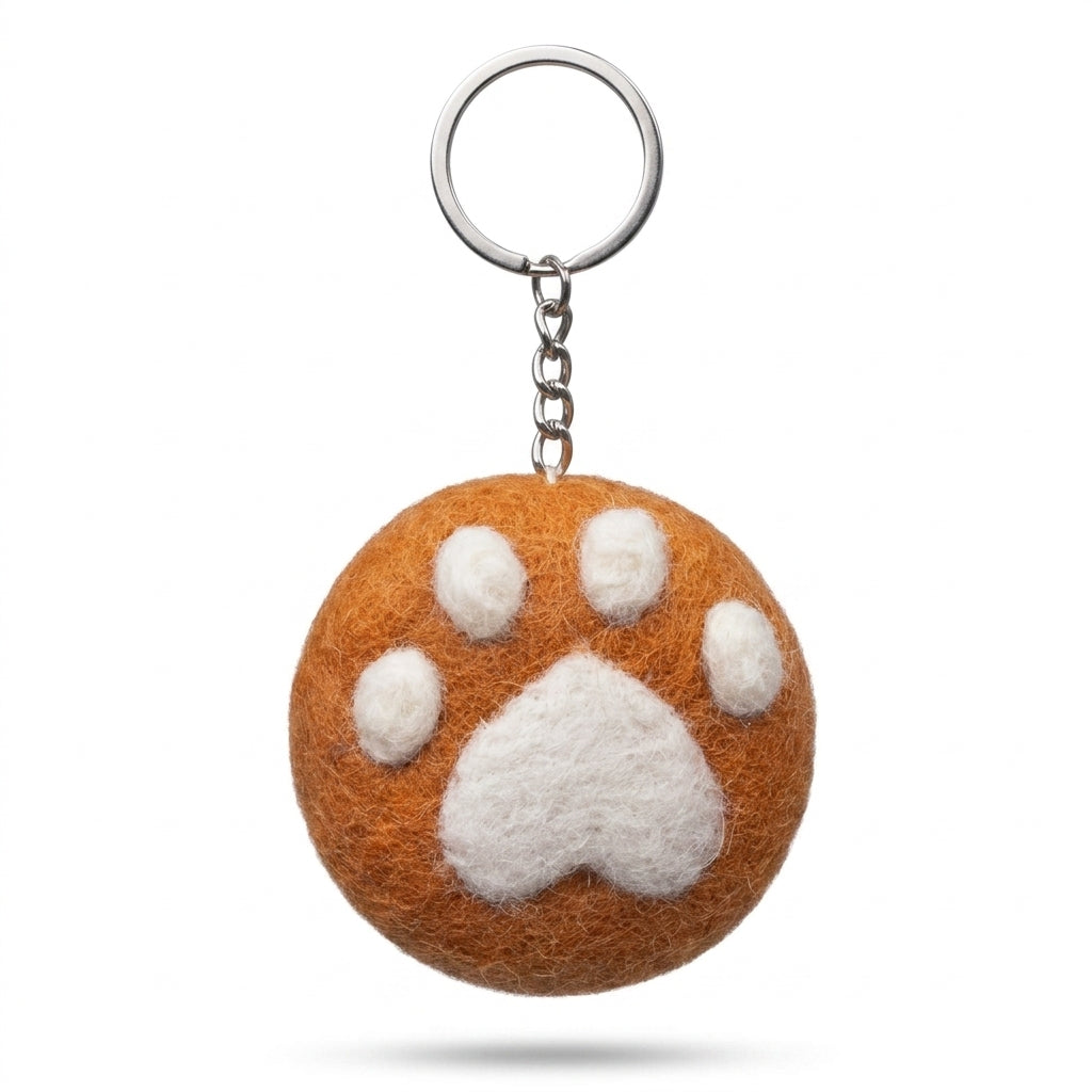 Handmade Wool Felt Cat Paw Keyring