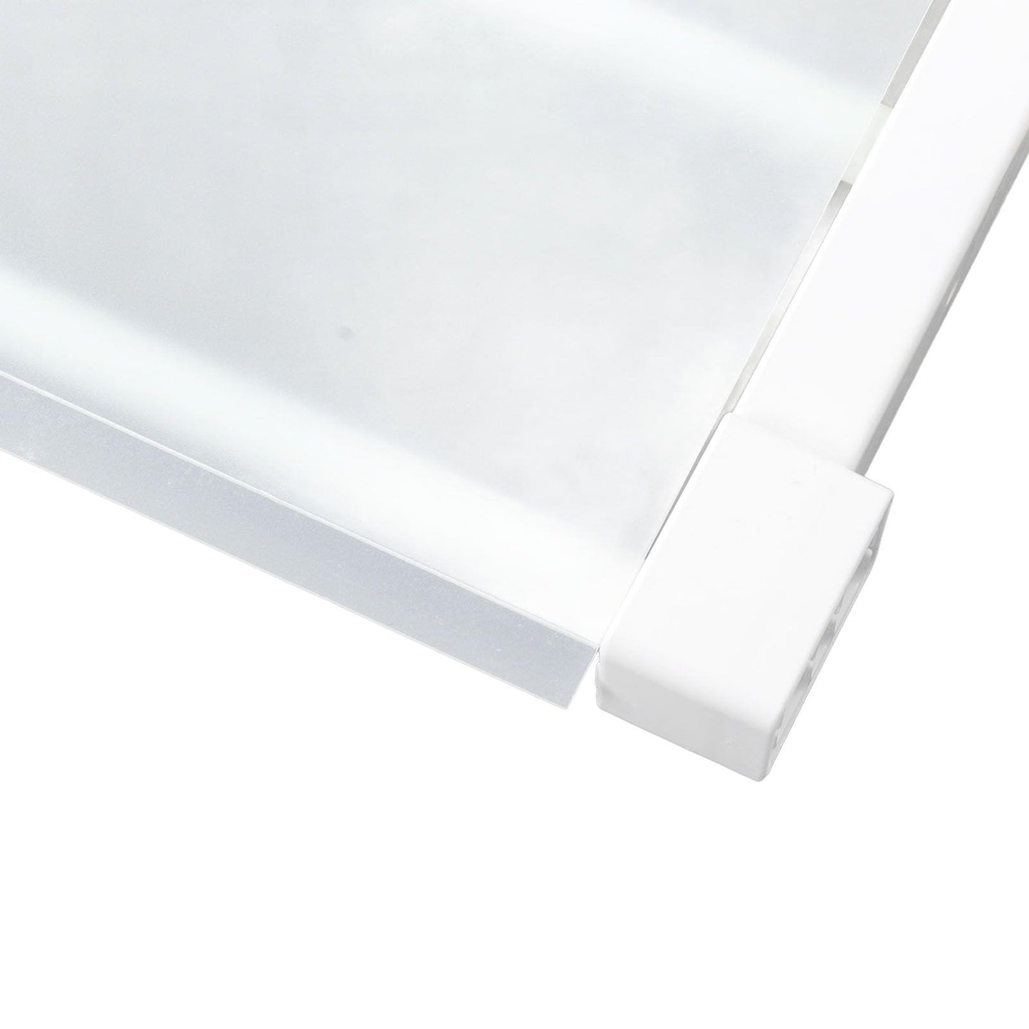 White slatted shelf tray edge with end stop and connector piece