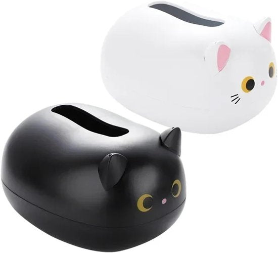 Tissue Box - Tissue Box Organizer with Cat Print - Napkin Holder for the Living Room - Tissue Box for the Kitchen - Toilet Paper Holder for the Bathroom (Black,22*16*13cm)