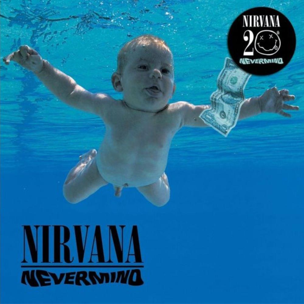 Nirvana Nevermind 20th Anniversary CD album cover with baby underwater and logo text