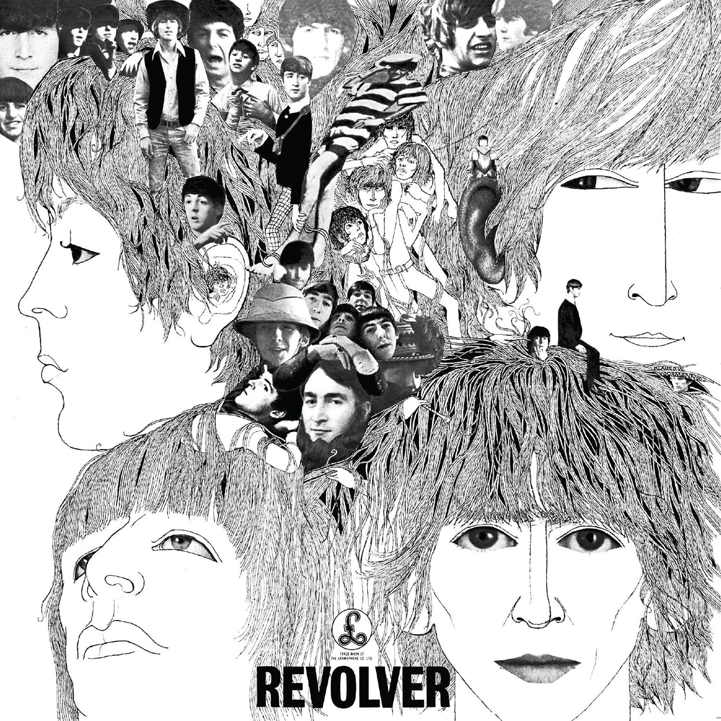 Revolver CD album cover with black-and-white collage of faces and lettering