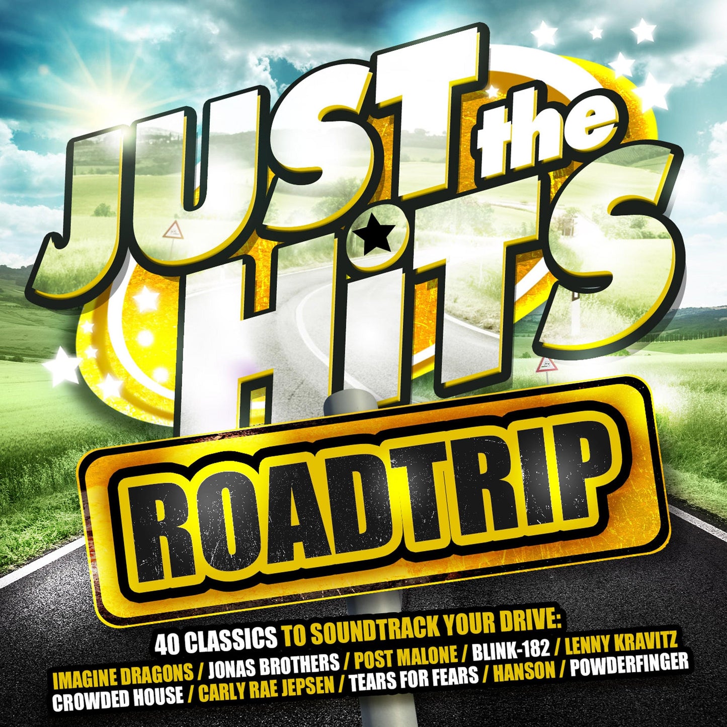 Roadtrip CD album cover with bold “Just The Hits” and “ROADTRIP” title text