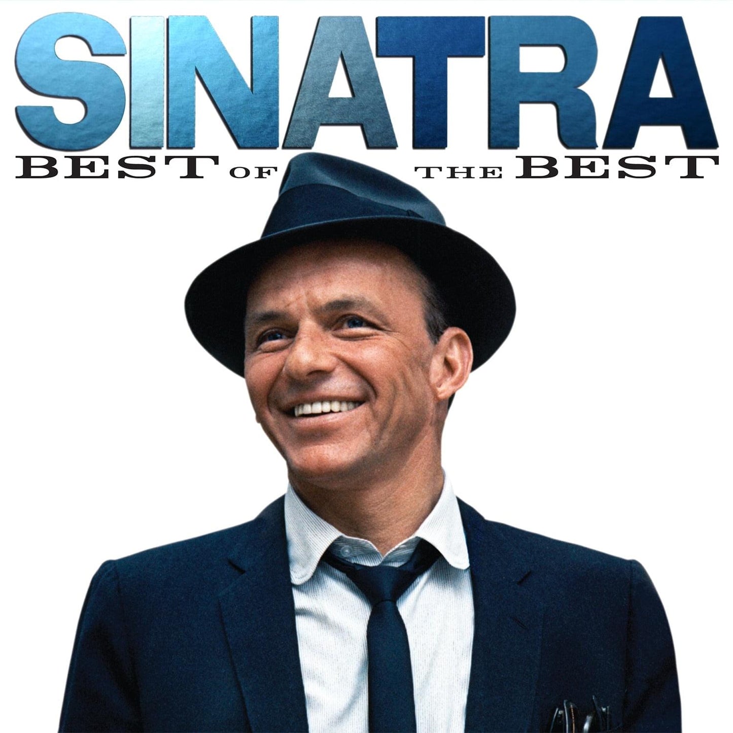 Sinatra Best of the Best CD album cover with smiling man in dark suit and fedora hat