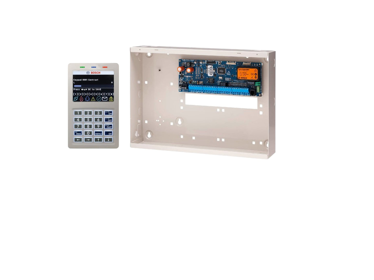BOSCH, Solution 6000, Alarm kit, + CC610PB panel, CP736B Smart Prox LCD keypad & metal cabinet