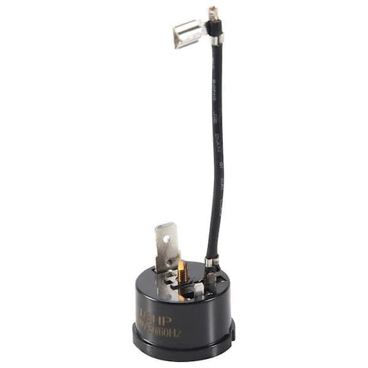 Black thermal protector with long cable and two metal mounting brackets