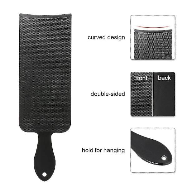 Hair color palette board with textured black surface, curved top, split sides, hanging loop.