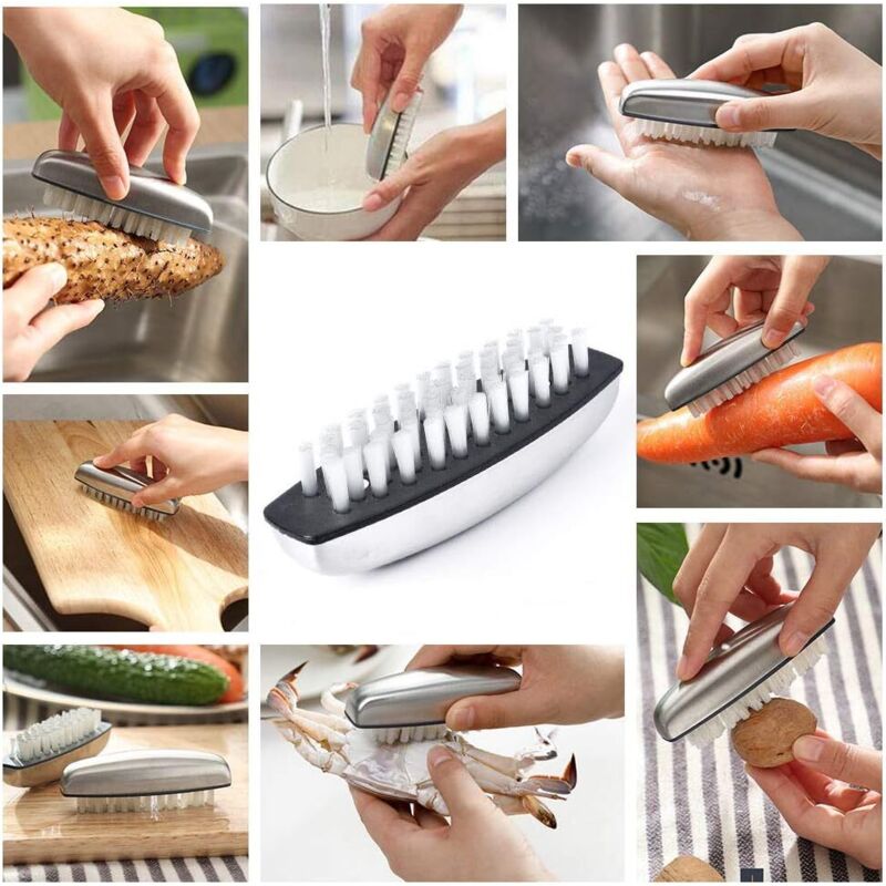 2X Stainless Steel Hand Nail Brush, Nail Brushes Hard Bristles Nail Cleaning Brush For Cleaning Hands, Nails, Feet