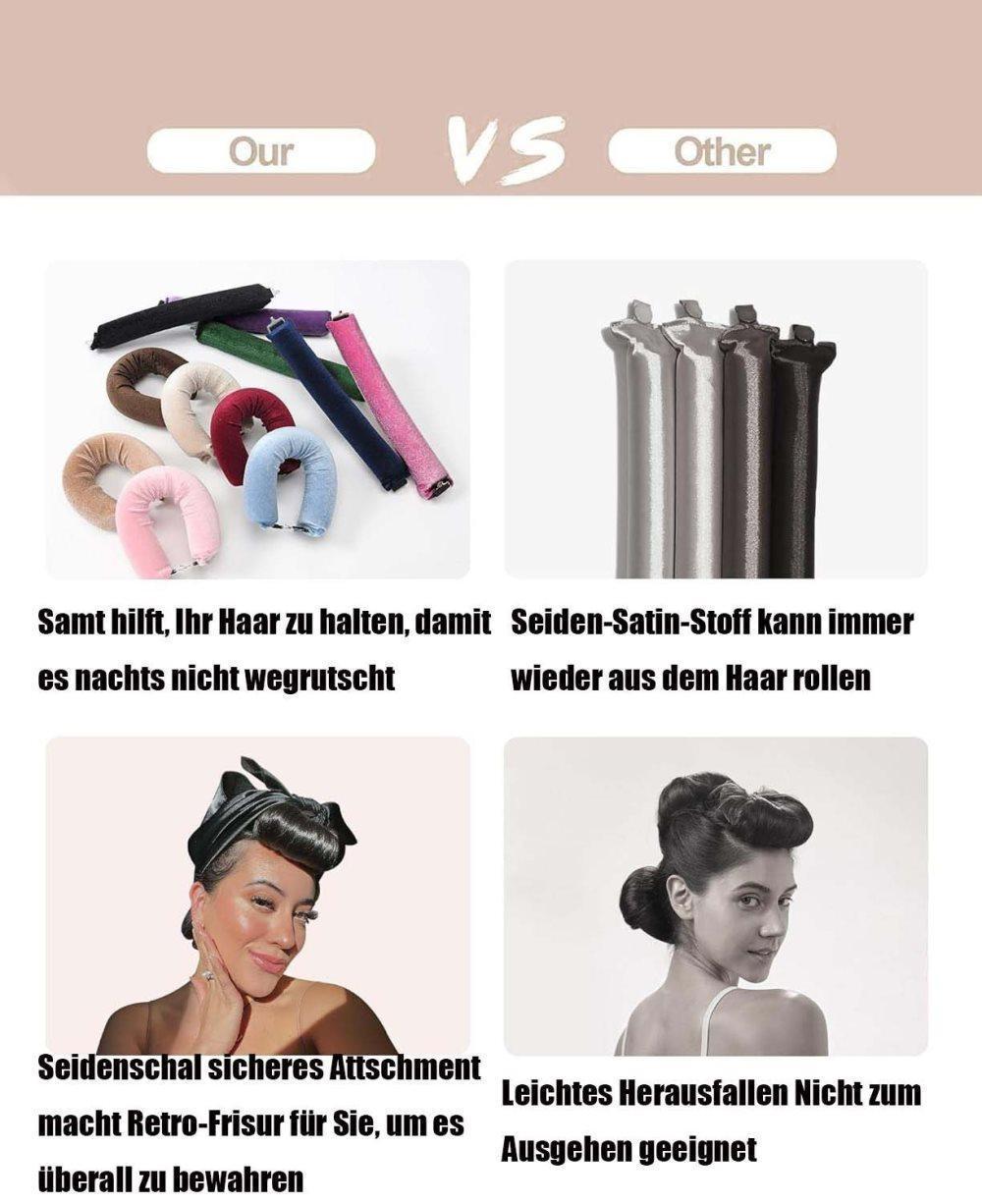 4-Piece Heat-Free Hair Curlers, Flexible No-Heat Hair Rollers with Hook, Brown, 4-Piece