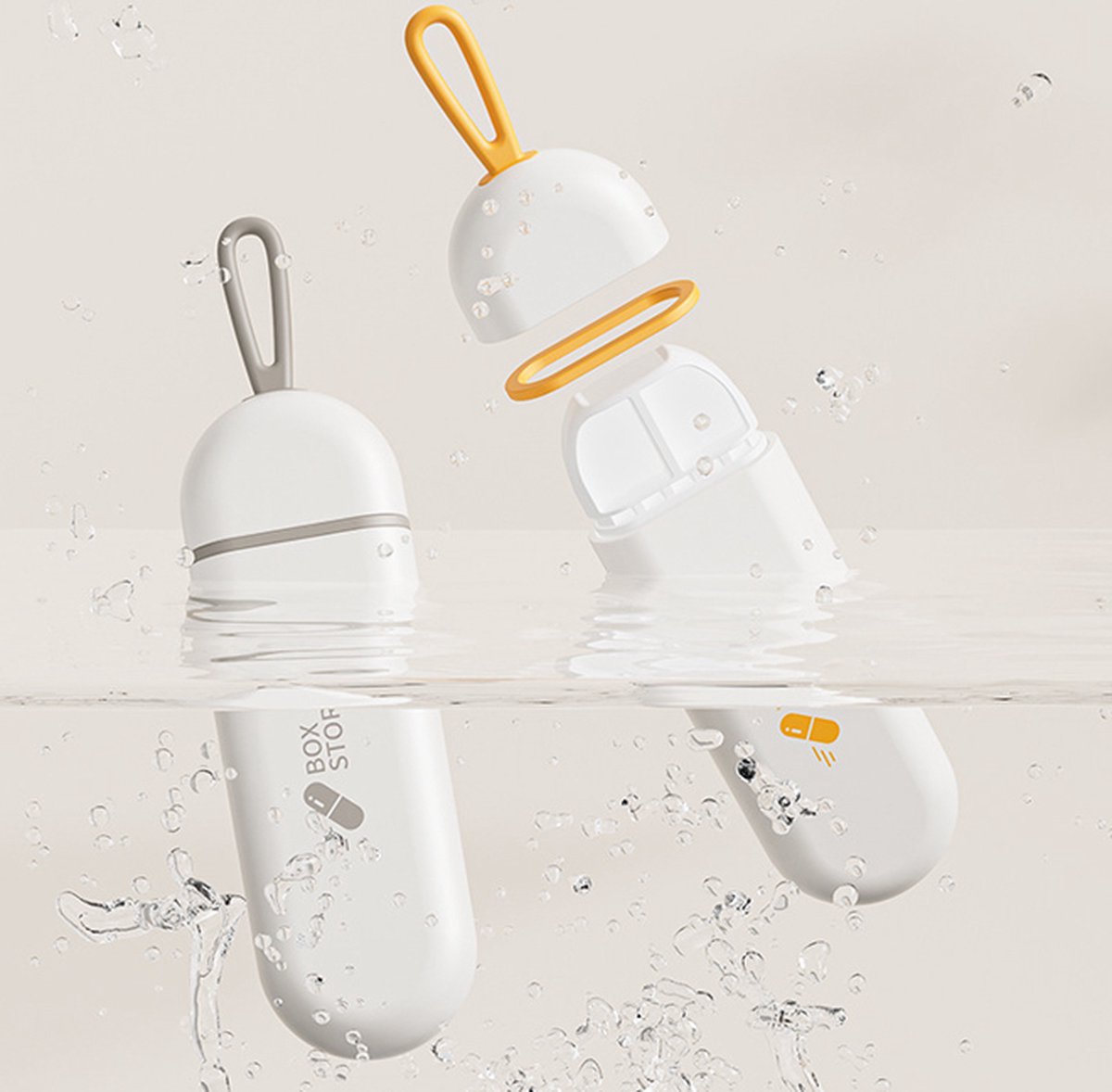 Portable | Pill Box | Pill Box | Medicine Box | Waterproof | Pill Box Tube | 3 Compartments | Incl. Hanging Hook | Grey