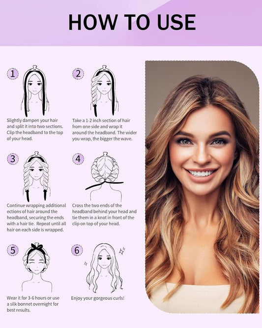 Voluminous wavy hair curls on a smiling model, showing the curl result