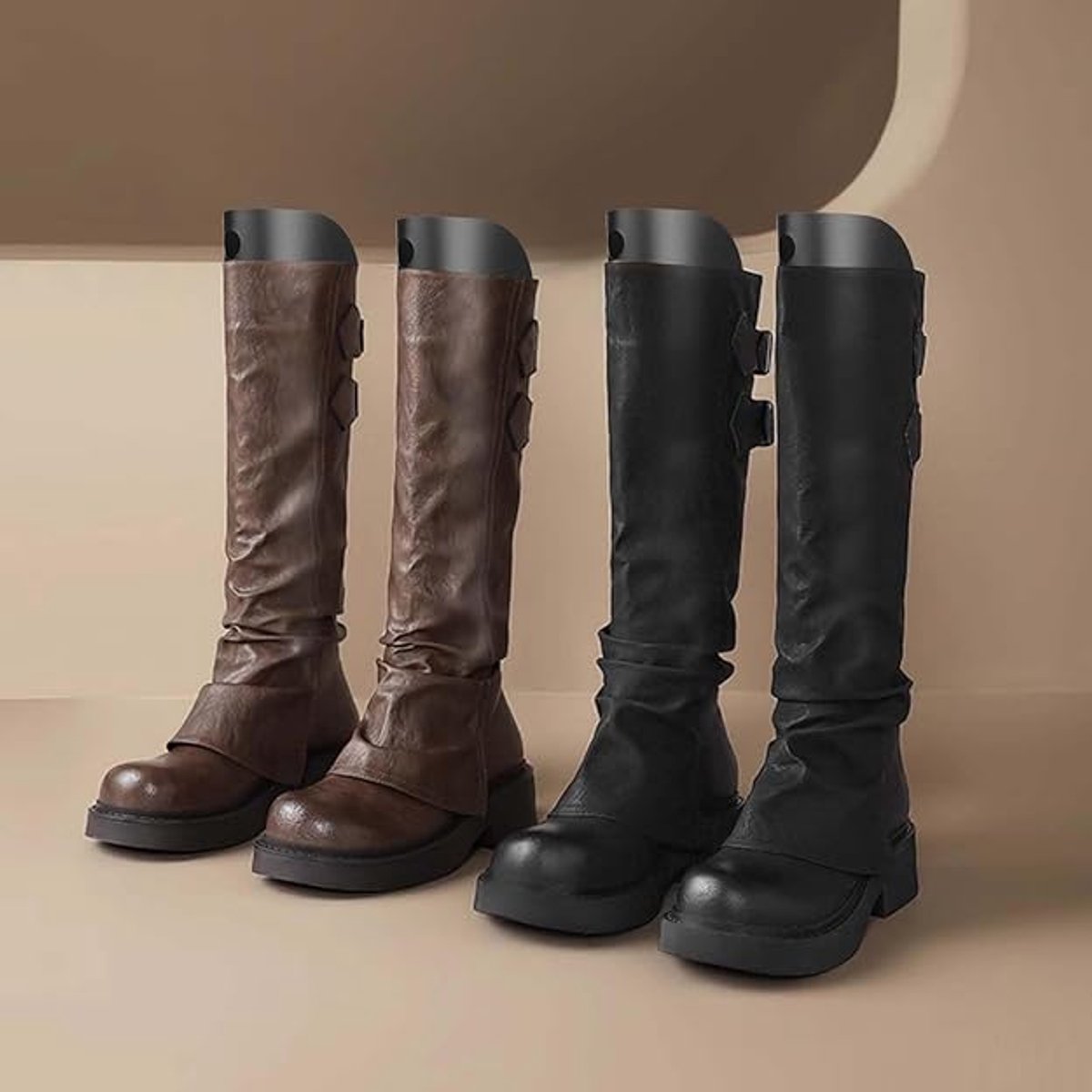 8 pieces - Boot trees - Boot Shapers - Boot filler - Boot stretcher - Stretcher - plastic boot trees for women - high boot supports - boot supports - reusable inserts - shoe care accessory - 35*28 cm - black