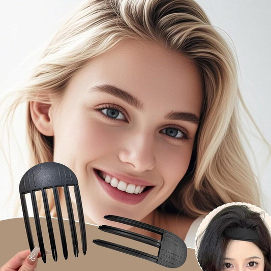 Black hair clips on top crown, set of two volumizing comb-style clips