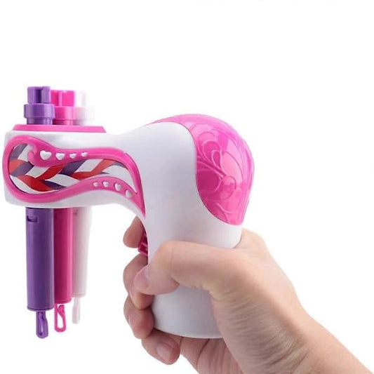 Automatic hair braiding machine held in hand, pink and purple
