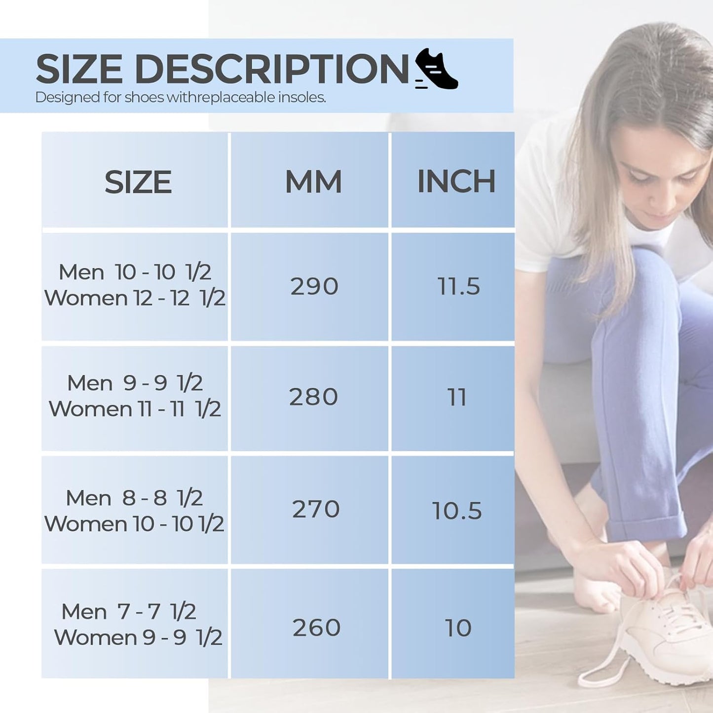 Plantar Fasciitis Feet Insoles, Arch Supports Orthotics Inserts Relieve Flat Feet for Men, Women, Orthotic Insoles for Foot Pain Mens 10-10 1/2 | Womens 12-12 1/2