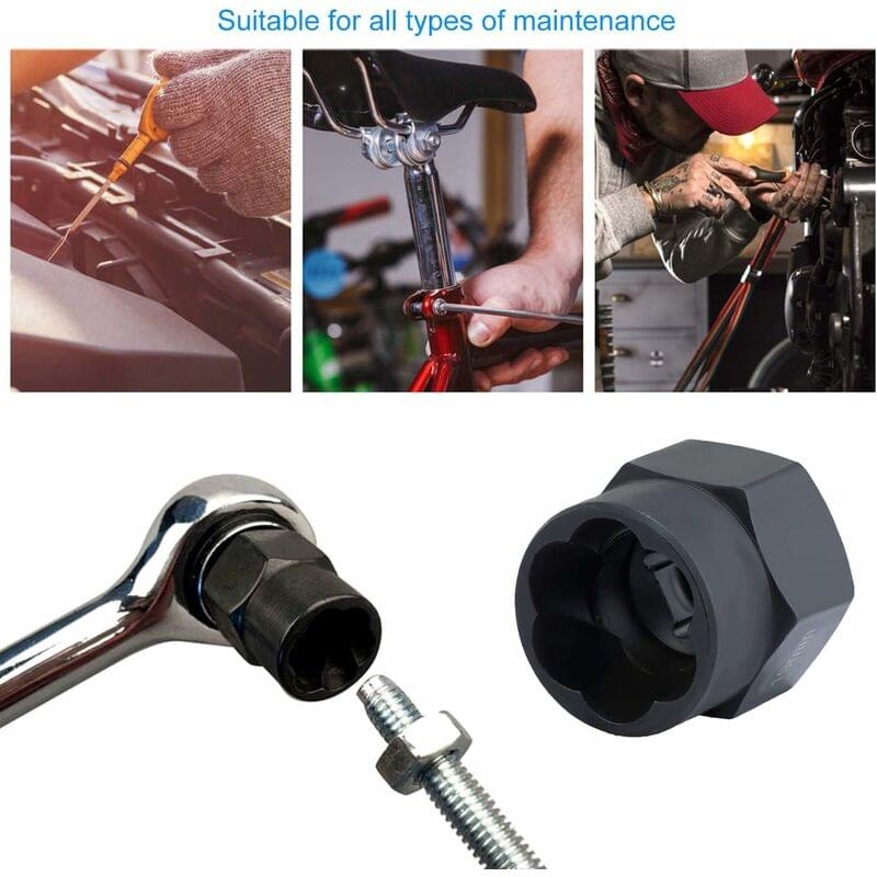 Socket wrench set nut extractor and socket adapter with black metal head