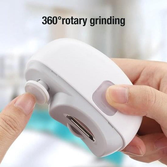White rotary nail grinding device with sanding head for trimming and polishing