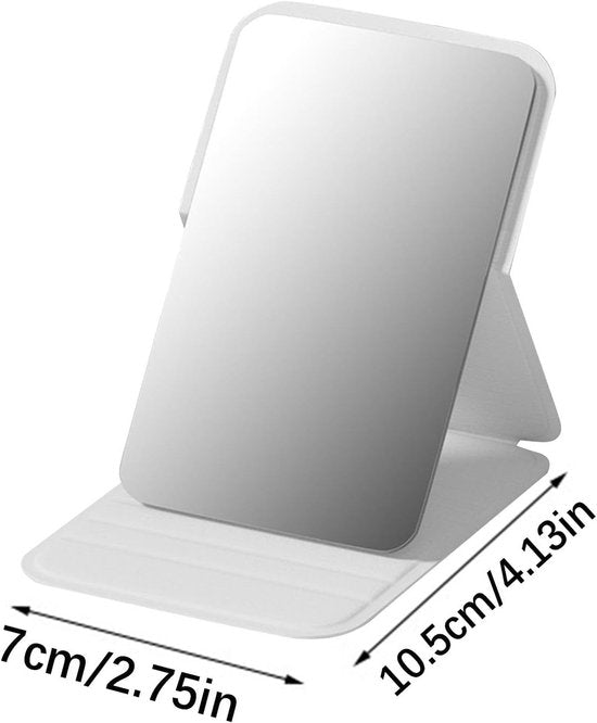 Frameless High Definition Makeup Mirror - Foldable Travel Mirror - Portable Makeup Mirror with Soft PU Leather Cover - Suitable for Bedroom, Bathroom & Travel(White)