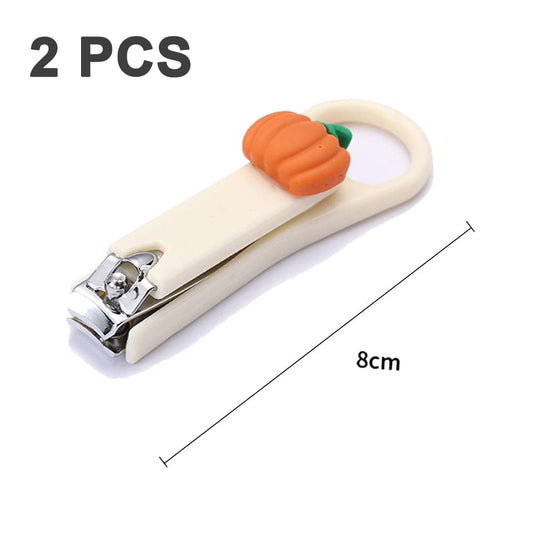 Single nail clipper with beige handle and orange handle cap, chrome trimming blade