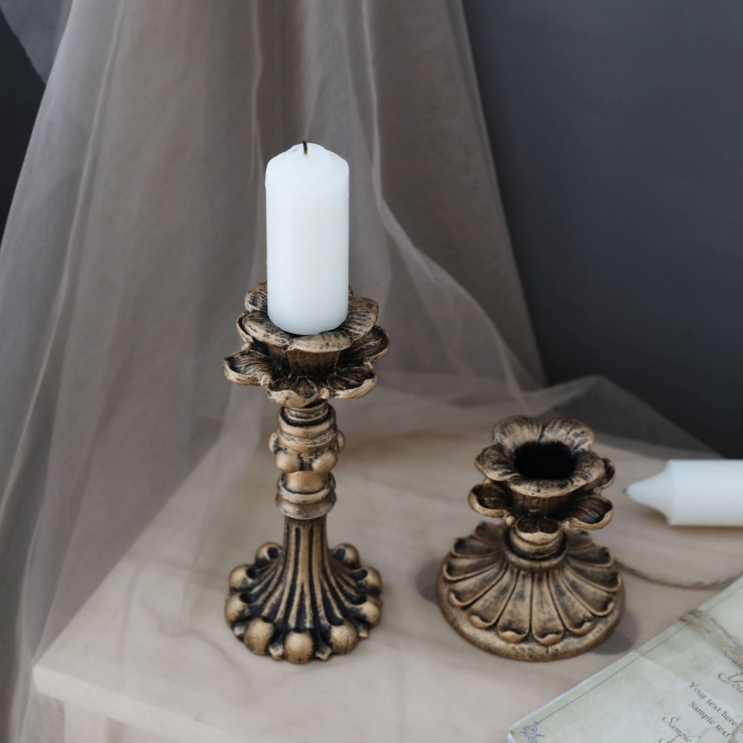 Visland Candlestick Holders , Brass Gold Candlestick Holder Set Candle Stick Holders Decorative Candlestick Stand for Wedding Party Dinning as shown 096